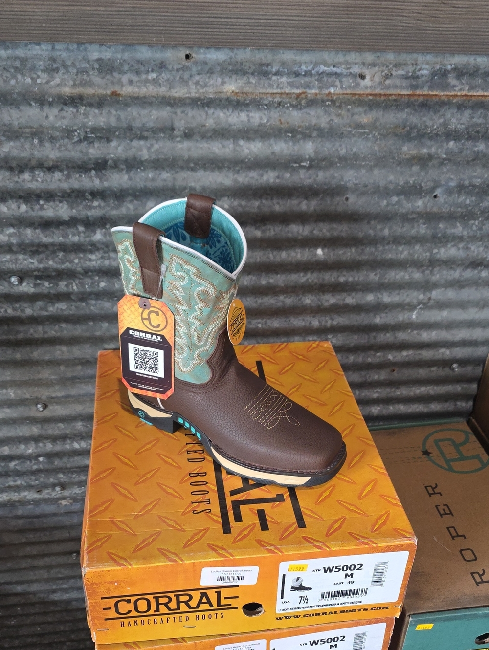 Corral Ladies Brown and Turquoise Western Cowboy Boot